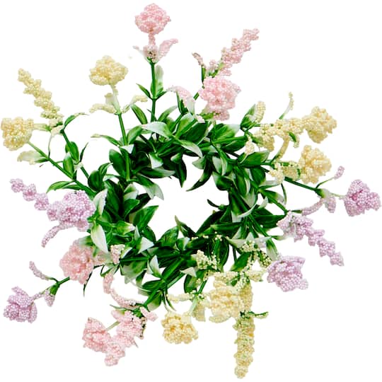 2.25" Artificial Floral Spring Pips & Leaves Candle Rings, 6ct.